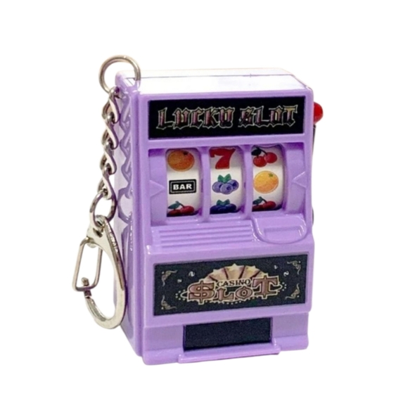 Mini Slot Casino Toy Keychain Purple - Picture 1 of 6